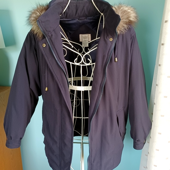 EUC Vintage Boundary Waters Down Filled Real Fur Trim Coat - Women's size Small - Picture 3 of 12